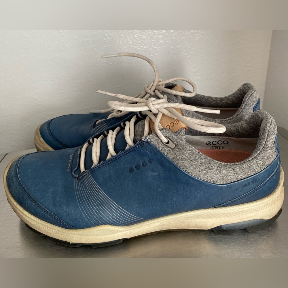 ECCO WOMENS Blue Leather Golf Shoes - Picture 4 of 11